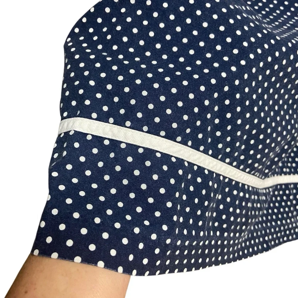 Vintage 90s Rare Editions Dress Girls Size 14 Polka Dot Daisy Appliqué Dress
